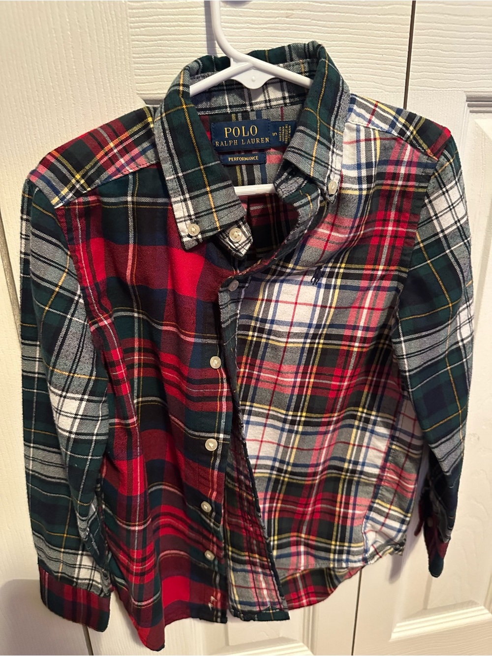 Ralph Lauren Green, Red and White Plaid Button-Down Shirt